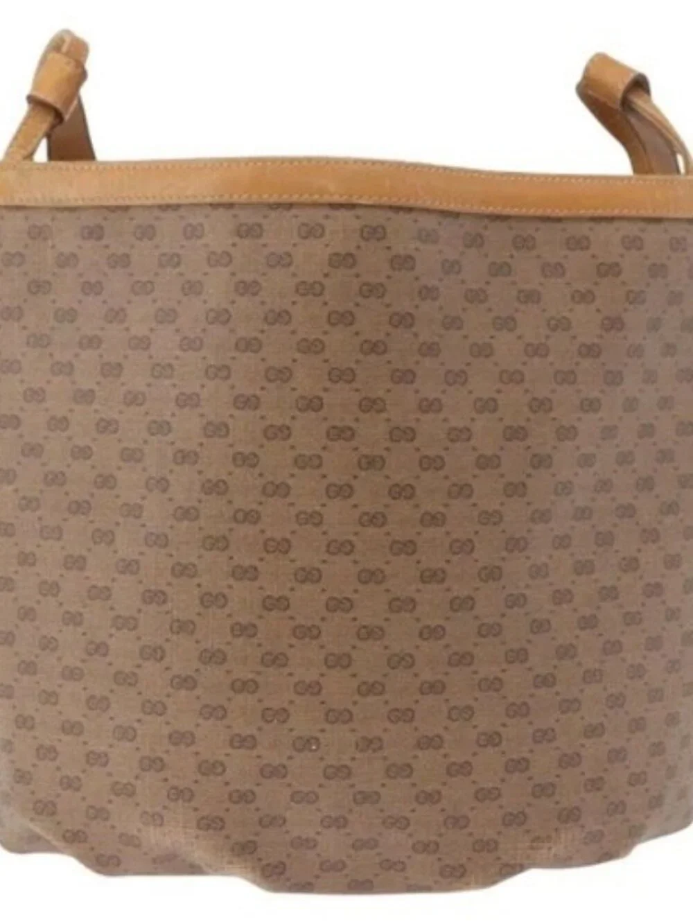 GUCCI Micro GG Shoulder Bag PVC Beige Auth 190555